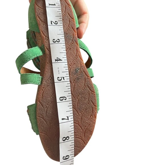 Naya Vintage Green Suede Leather Braided Boho Gladiator Sandals 9" Outer Sole - Picture 10 of 10